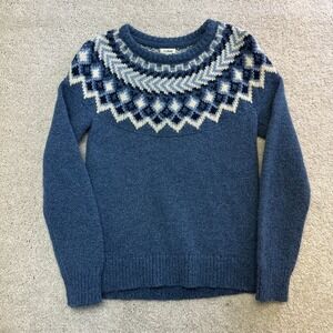 L.L. Bean Women's Nordic Fair Isle Sweater 100% Lambs Wool Vintage Size XS